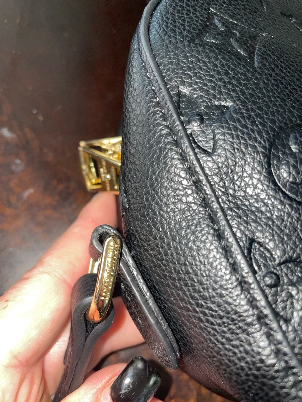Louis Vuitton Black Leather Tassel Crossbody Bag with Gold Hardware